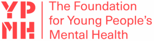Auf hellgrauem Hintergrund steht in roter Schrift „YPMH | Die Stiftung für die psychische Gesundheit junger Menschen“.